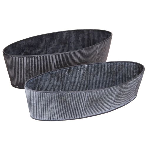 Produkt Miska owalna metalowa czarno-szara vintage 32,5/37cm zestaw 2 szt.