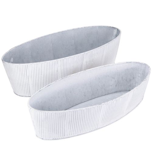 Produkt Miska metalowa owalna w kolorze biało-srebrnym 32,5 cm/37 cm zestaw 2 sztuk