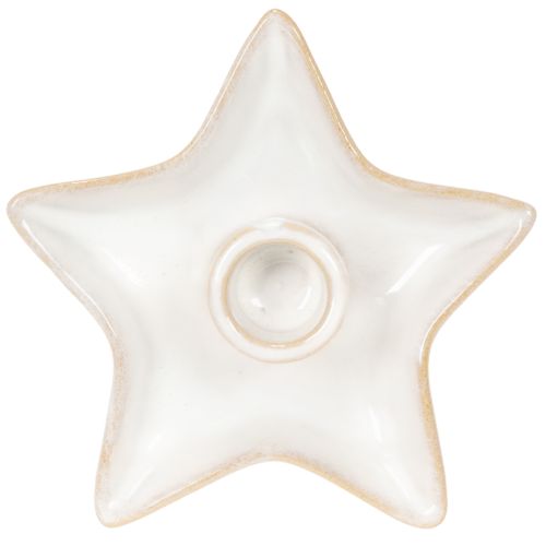 Ceramiczny świecznik gwiazda, biały, na świece stożkowe, 12 cm, 2 sztuki | Floristik24.pl