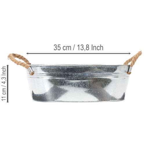 Miska owalna 35 cm x 21,5 cm wys. 11,5 cm, cynk błyszczący | Floristik24.pl