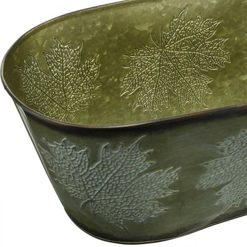 Produkt Autumn Planter Bowl, Metal Deco z liśćmi Decor Green L38cm H15cm