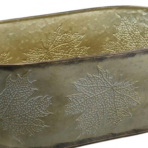 Produkt Doniczka jesienna, misa na rośliny z liśćmi, dekoracja metalowa złota L38cm W15cm