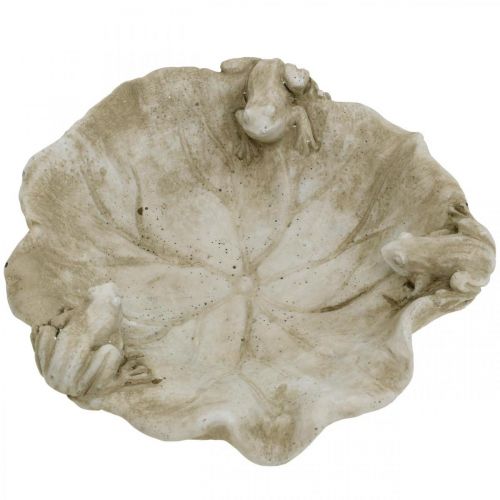 Produkt Kąpiel dla ptaków z żabami, betonowa figura ogrodowa, wanna dla ptaków liść lotosu szer.21cm wys.7cm