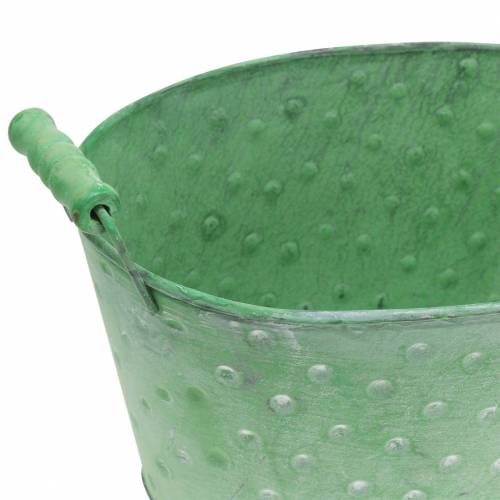 Floristik24 Misa dekoracyjna Planter Metal Green Oval 25,5x18,5cm H13cm