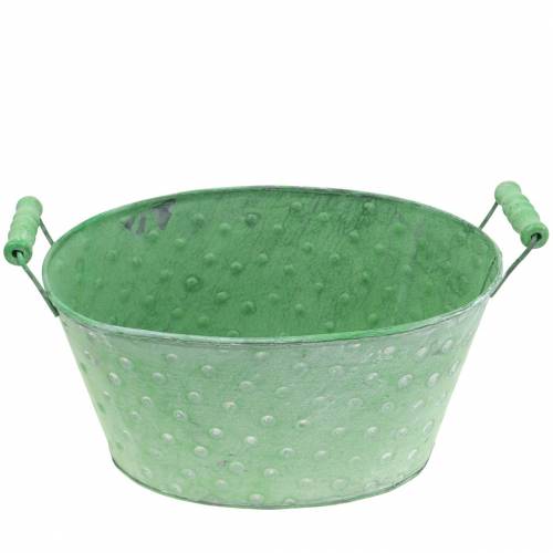 Floristik24 Misa dekoracyjna Planter Metal Green Oval 25,5x18,5cm H13cm