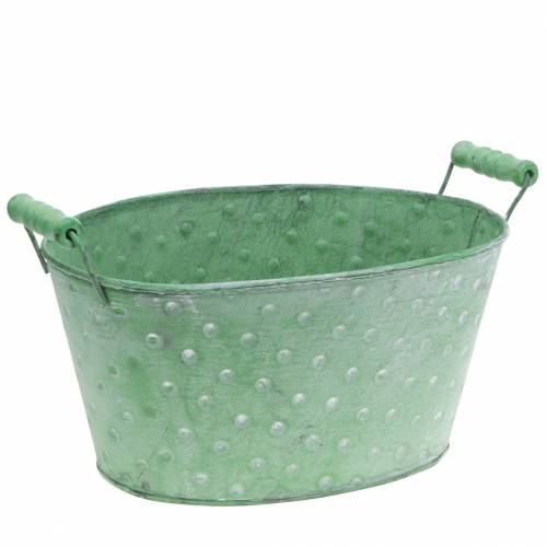 Floristik24 Misa dekoracyjna Planter Metal Green Oval 25,5x18,5cm H13cm