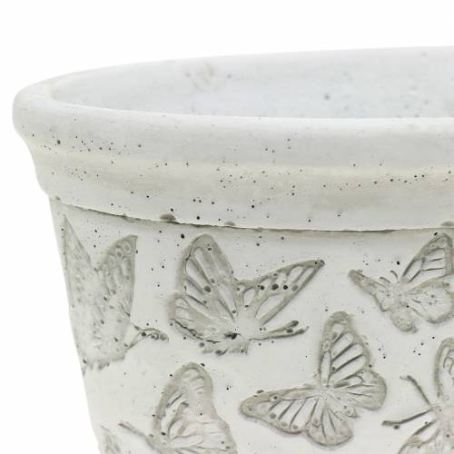 Floristik24 Doniczka Miska biała z motylkami 21cm x 14cm H9,5cm 2szt.