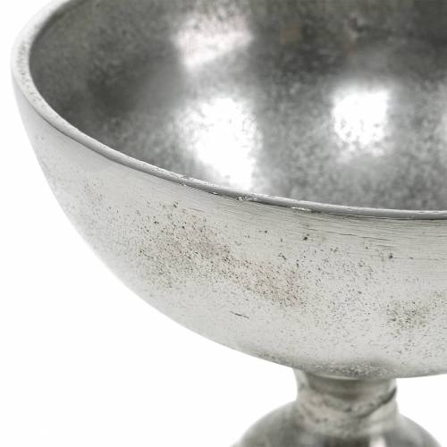 Floristik24 Misa z nóżką srebrna metalowa Ø16cm dekoracja stołu wygląd antyczny