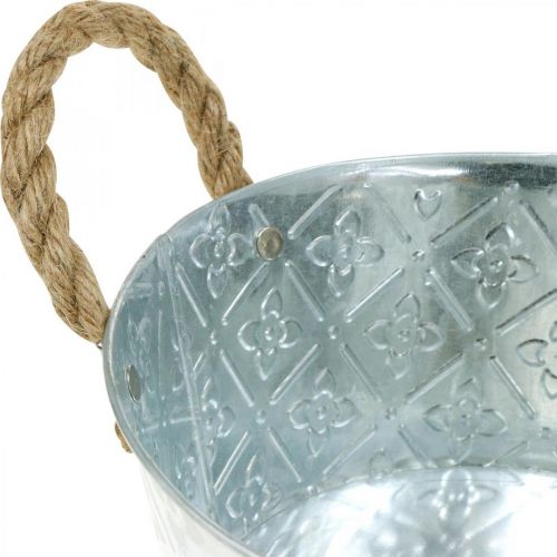 Ozdobna miska srebrna z uchwytami metalowa miska na rośliny doniczka Ø21cm | Floristik24.pl