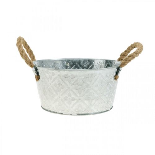 Produkt Doniczka, metalowa doniczka z motywem kwiatowym, doniczka z uchwytami Ø18cm