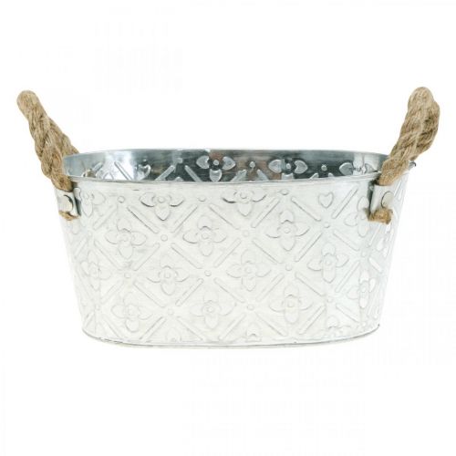 Floristik24 Misa dekoracyjna owalna srebrna z uchwytami metalowa miska na rośliny 22,5×13,5cm