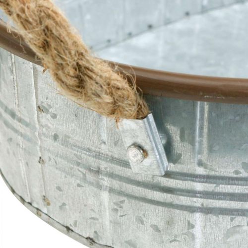 Produkt Doniczka z uchwytami, miska na zioła, podstawa aranżacyjna srebrna, brązowa L39/35,5/32 cm W10/8,5/7 cm zestaw 3 szt.