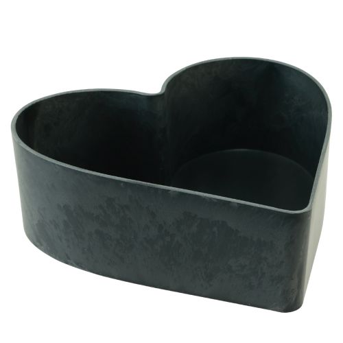 Floristik24 Miska dekoracyjna z tworzywa sztucznego w kształcie serca, antracytowa 24/21 cm, zestaw 2 szt