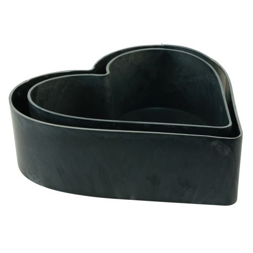 Floristik24 Miska dekoracyjna z tworzywa sztucznego w kształcie serca, antracytowa 24/21 cm, zestaw 2 szt