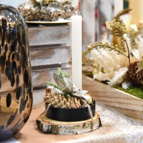 Floristik24 Deco Misa z uchwytem na świecę czarna metalowa Ø10,5cm 4szt