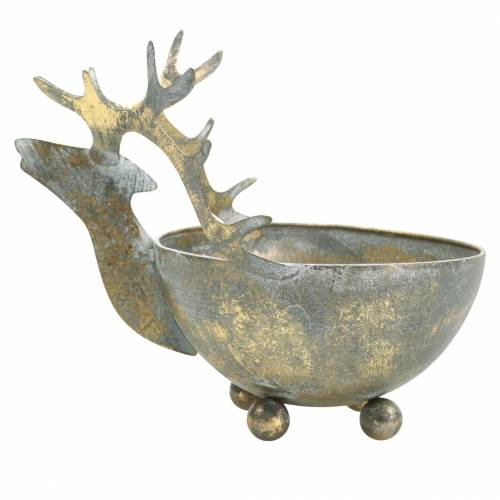 Produkt Miska z głową renifera metalowa w kolorze starego złota Ø14cm