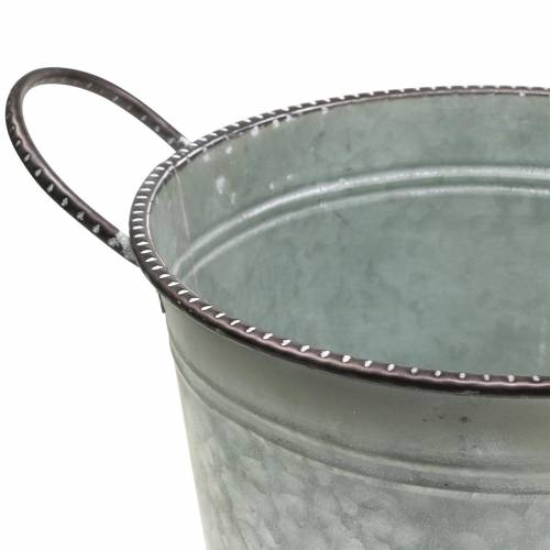 Floristik24 Cynkowa miska z uchwytami Szary, Brązowy, Biały Myjemy Ø31cm H21cm