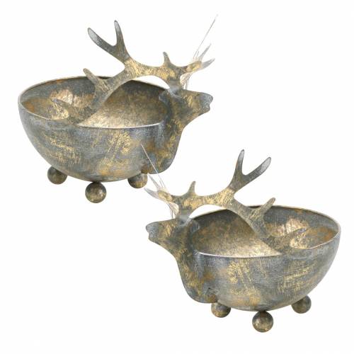 Produkt Miska z głową renifera metalowa w złotym stylu vintage Ø9,5cm 2szt