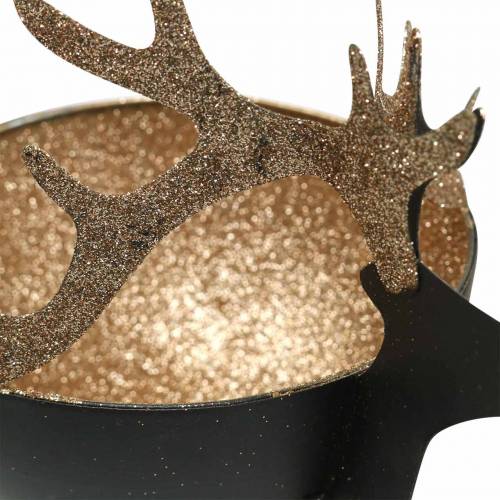 Produkt Miska z głową renifera Czarny, złoty metal Ø11/14cm Zestaw 2 sztuk