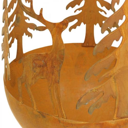 Floristik24 Metalowa miska z jeleniem, leśna dekoracja na adwent, dekoracyjny słoik Rdza Ø25cm H29cm