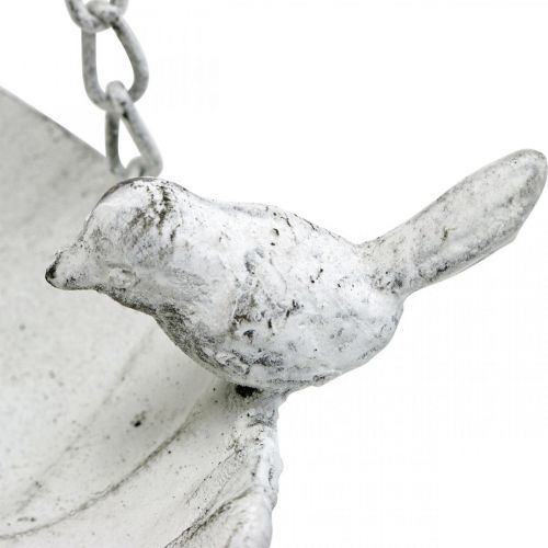 Produkt Ozdobna miska do zawieszenia kosza na kwiaty metalowa biała dł.62cm Ø31cm