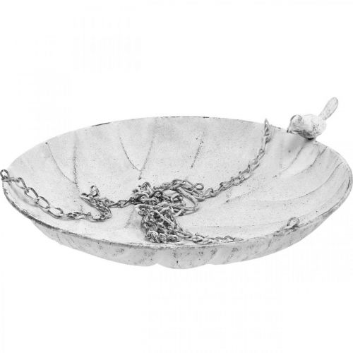 Produkt Ozdobna miska do zawieszenia kosza na kwiaty metalowa biała dł.62cm Ø31cm