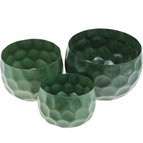 Produkt Deco Bowl Metal Green Vintage Cachepot Ø25/20,5/16,5cm Zestaw 3 szt.