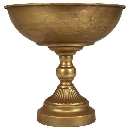 Floristik24 Miska z ozdobną metalową nóżką, złota Ø25,5cm W24cm