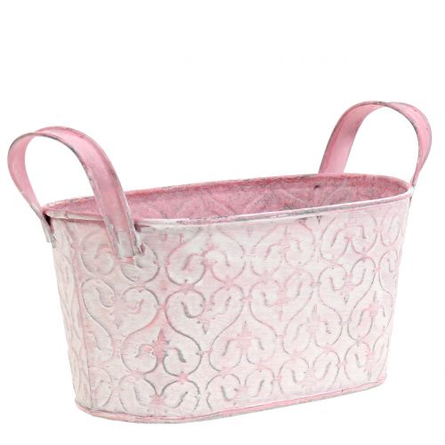 Floristik24 Cynkowa doniczka z dekorem Washed Pink 18,5cm x 11cm H9cm