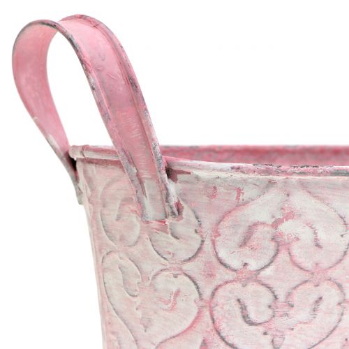 Floristik24 Cynkowa doniczka z dekorem Washed Pink 18,5cm x 11cm H9cm