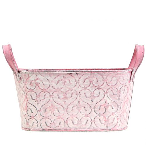 Floristik24 Cynkowa doniczka z dekorem Washed Pink 18,5cm x 11cm H9cm