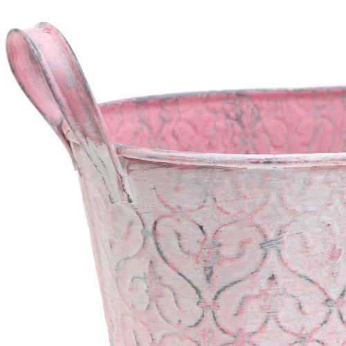 Produkt Doniczka cynkowa z różowym dekorem 22,5 cm x 11,5 cm H10,5 cm