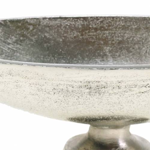 Floristik24 Misa owalna z nóżką metal srebrny 20,5cm H7cm