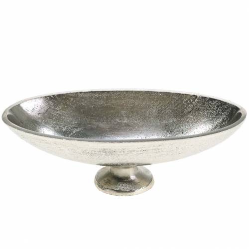Floristik24 Misa owalna z nóżką metal srebrny 20,5cm H7cm
