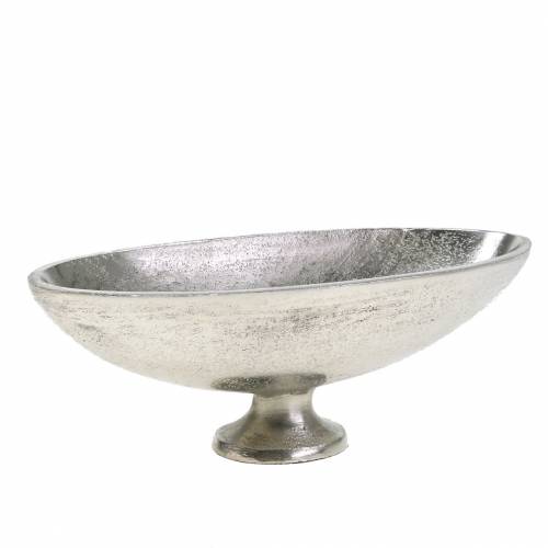 Floristik24 Misa owalna z nóżką metal srebrny 20,5cm H7cm