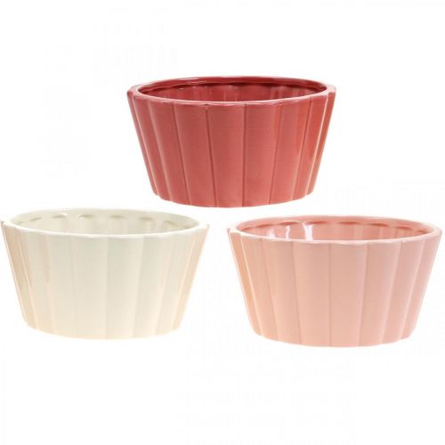 Floristik24 Ciasto w kształcie doniczki, naczynie do pieczenia w misce kwiatowej, dekoracja ceramiczna H8cm Ø15,5cm 3szt