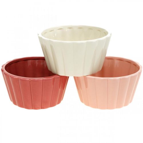 Floristik24 Ciasto w kształcie doniczki, naczynie do pieczenia w misce kwiatowej, dekoracja ceramiczna H8cm Ø15,5cm 3szt