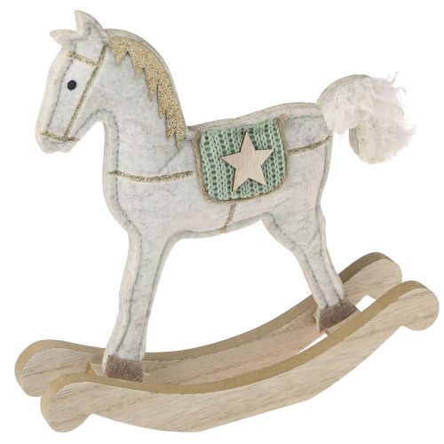 Produkt Konik na biegunach Dekoracja świąteczna kremowa 20x4,5x22cm 2 szt