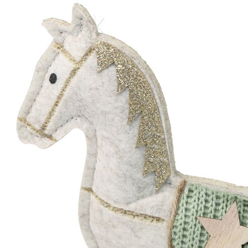 Produkt Konik na biegunach Dekoracja świąteczna kremowa 20x4,5x22cm 2 szt