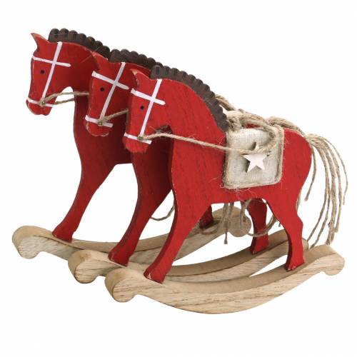 Floristik24 Koń na biegunach do zawieszenia Red Wood H17cm 3szt Nostalgic Tree Ornament