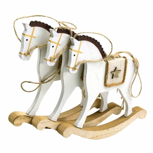 Floristik24 Konik na biegunach do powieszenia białego drewna W17cm 3szt Boże Narodzenie w stylu vintage