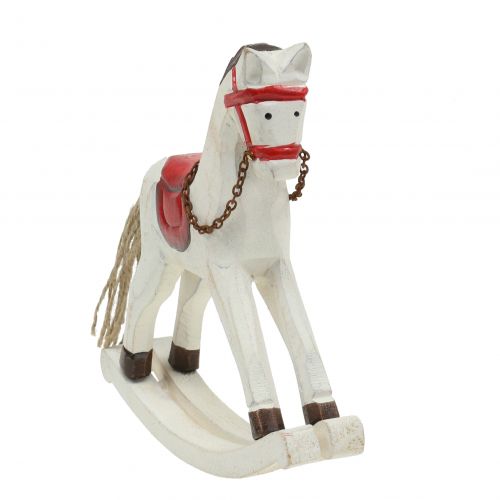 Floristik24 Koń na biegunach Drewno Czerwony, Biały 19cm x15cm