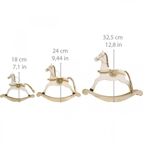 Produkt Drewniany koń na biegunach, ozdoba świąteczna Biały Złoty W32,5cm