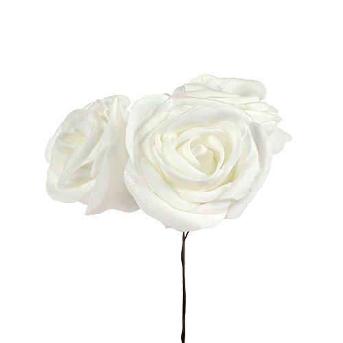 Róże piankowe białe z masą perłową Ø6cm 24szt