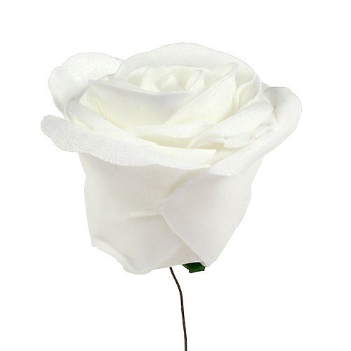 Floristik24 Róże piankowe białe z masą perłową Ø6cm 24 szt