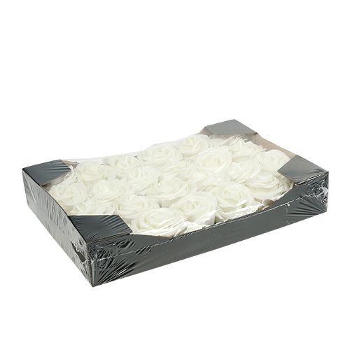 Floristik24 Róże piankowe białe z masą perłową Ø6cm 24 szt