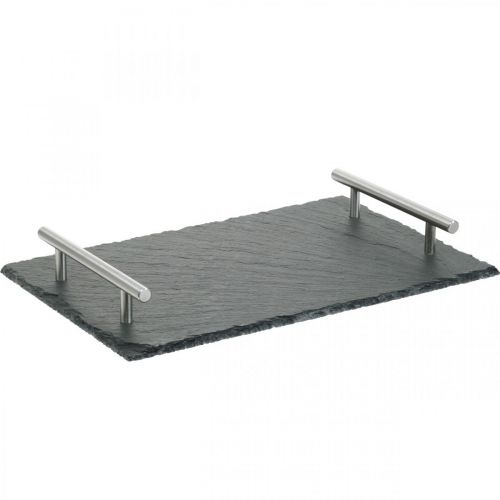 Łupkowy półmisek z uchwytami, ozdobna taca, talerz do serwowania 30x20cm