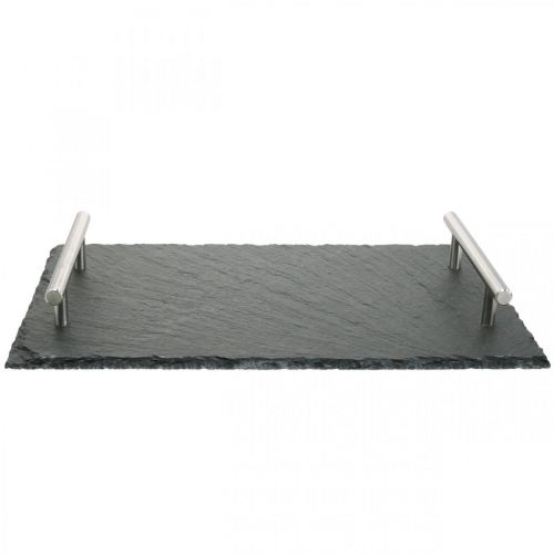 Floristik24 Łupkowy półmisek z uchwytami, ozdobna taca, talerz do serwowania 30x20cm