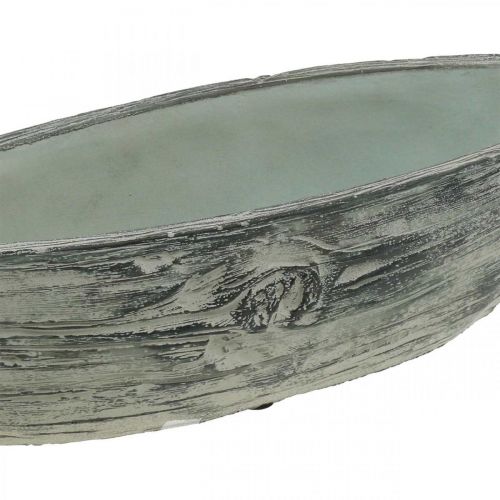 Floristik24 Miska do roślin owalna betonowa łódź design z drewna 37×11,5cm W10cm