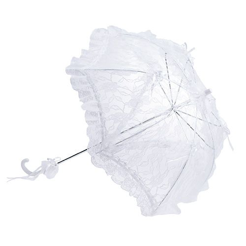Floristik24 Parasol z koronką białą Ø60cm D80,5cm